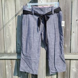 Crop Dress Pants in Black and White Chambray